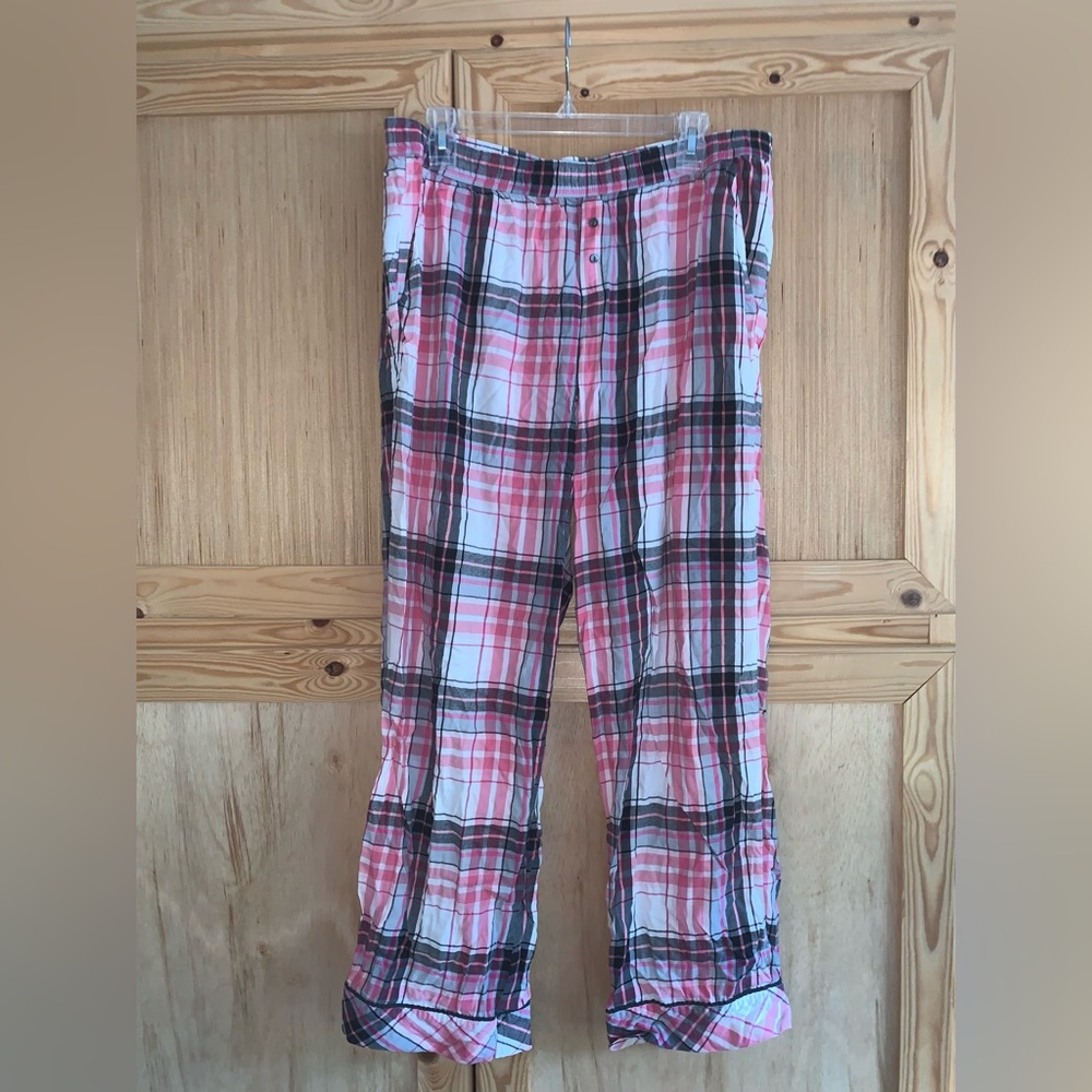 Victoria’s Secret pink plaid brushed lightweight flannel sleep pants size L